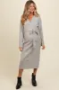Heather Grey Ribbed Sweater Collared Maternity Midi Dress sold by Pinkblush