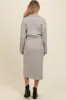 Heather Grey Ribbed Sweater Collared Maternity Midi Dress sold by Pinkblush