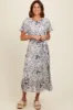 Cream Floral Pleated Midi Dress sold by Pinkblush