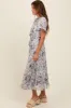 Cream Floral Pleated Midi Dress sold by Pinkblush