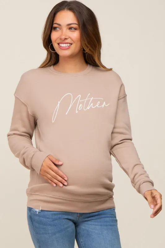 Beige Ultra Soft Mother Maternity Sweatshirt sold by Pinkblush