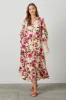 Peach Floral V-Neck Tiered Midi Dress sold by Pinkblush