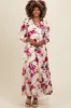 Peach Floral V-Neck Tiered Midi Dress sold by Pinkblush