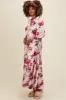 Peach Floral V-Neck Tiered Midi Dress sold by Pinkblush