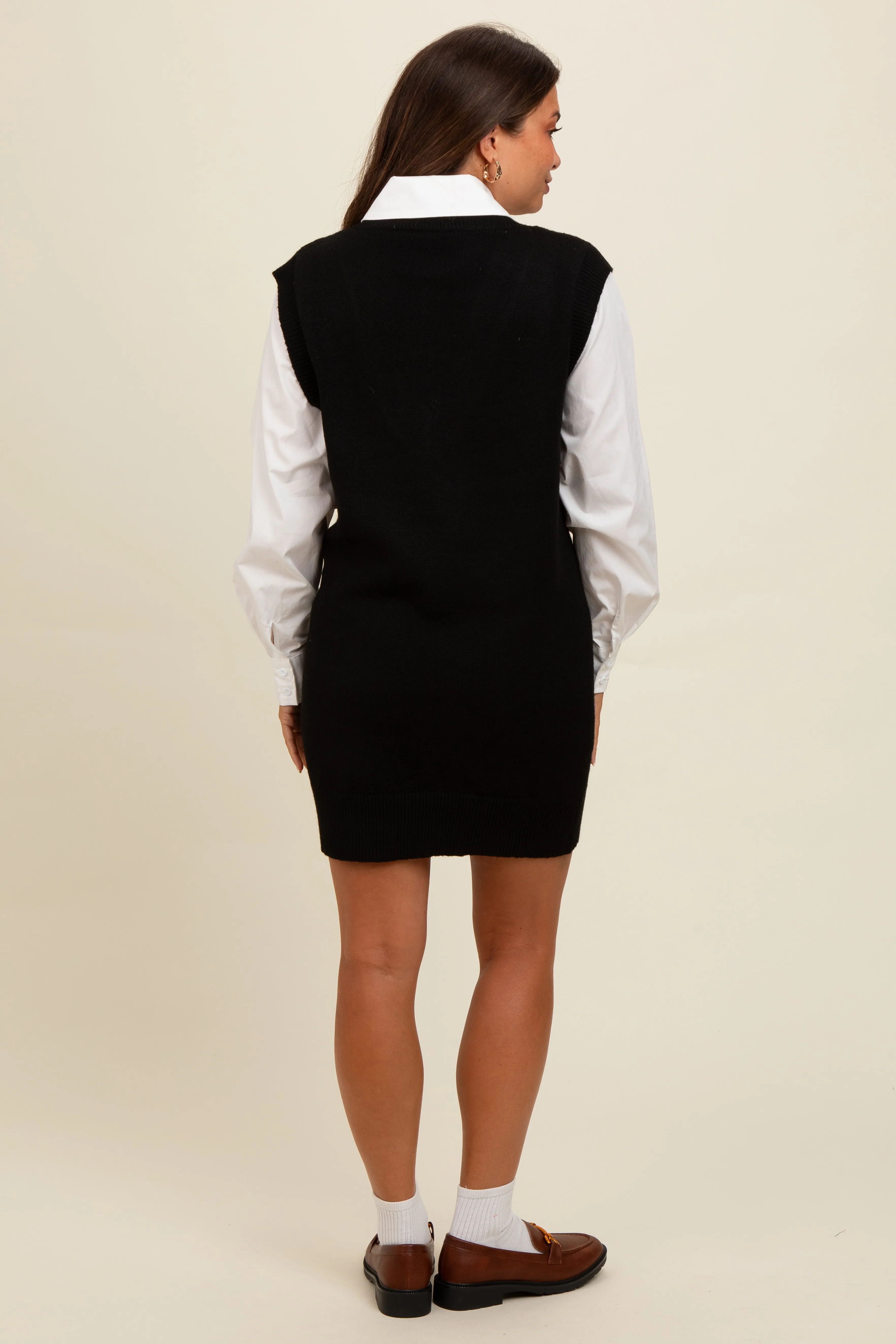 Black Layered Sweater Shirt Maternity Mini Dress sold by Pinkblush product image thumbnail 3