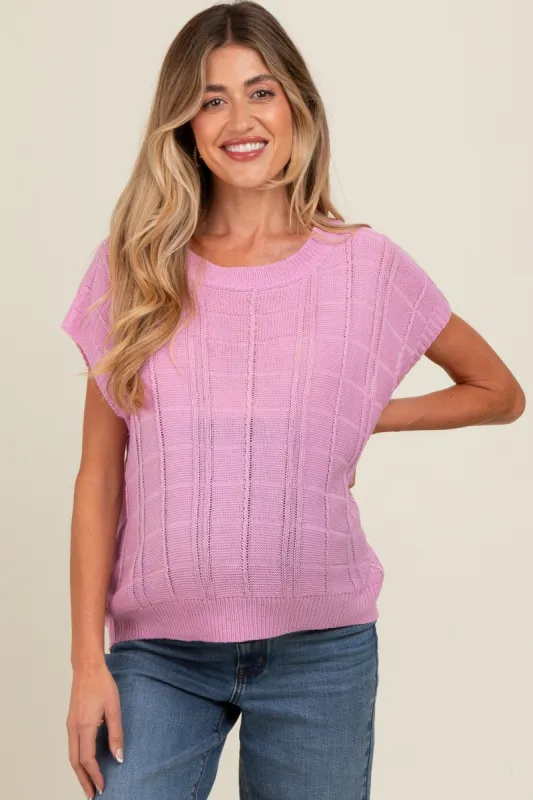 Lavender Knit Short Sleeve Sweater Maternity Top sold by Pinkblush