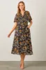 Black Smocked Floral Midi Dress sold by Pinkblush