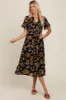 Black Smocked Floral Midi Dress sold by Pinkblush