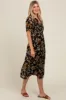 Black Smocked Floral Midi Dress sold by Pinkblush