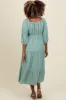 Light Olive Embroidered Tiered Midi Dress sold by Pinkblush