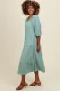 Light Olive Embroidered Tiered Midi Dress sold by Pinkblush