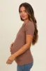 Mocha Puff Sleeve Maternity Top sold by Pinkblush