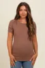 Mocha Puff Sleeve Maternity Top sold by Pinkblush