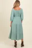 Light Olive Embroidered Tiered Maternity Midi Dress sold by Pinkblush