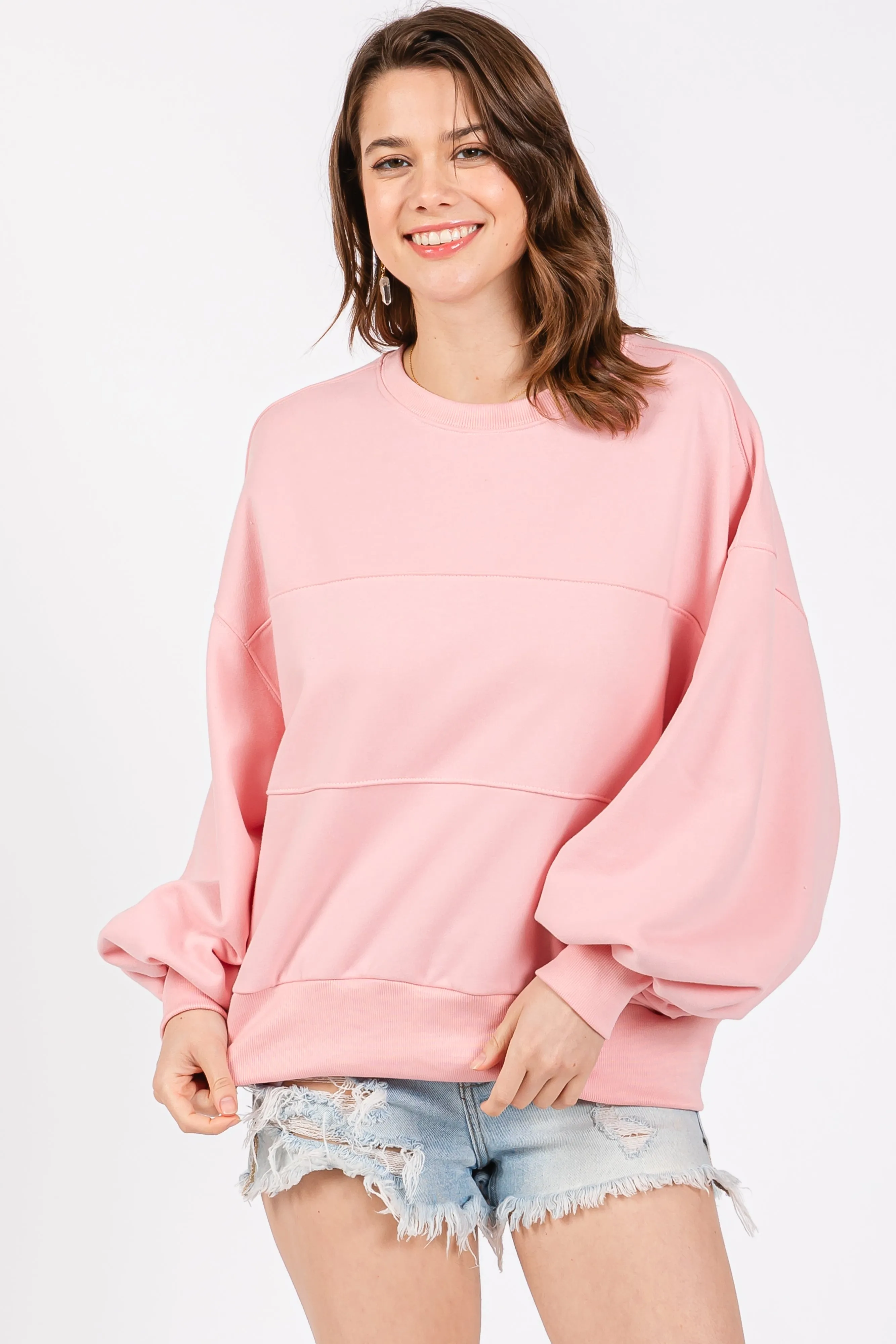 Pink Long Sleeve Maternity Crewneck sold by Pinkblush product image thumbnail 3