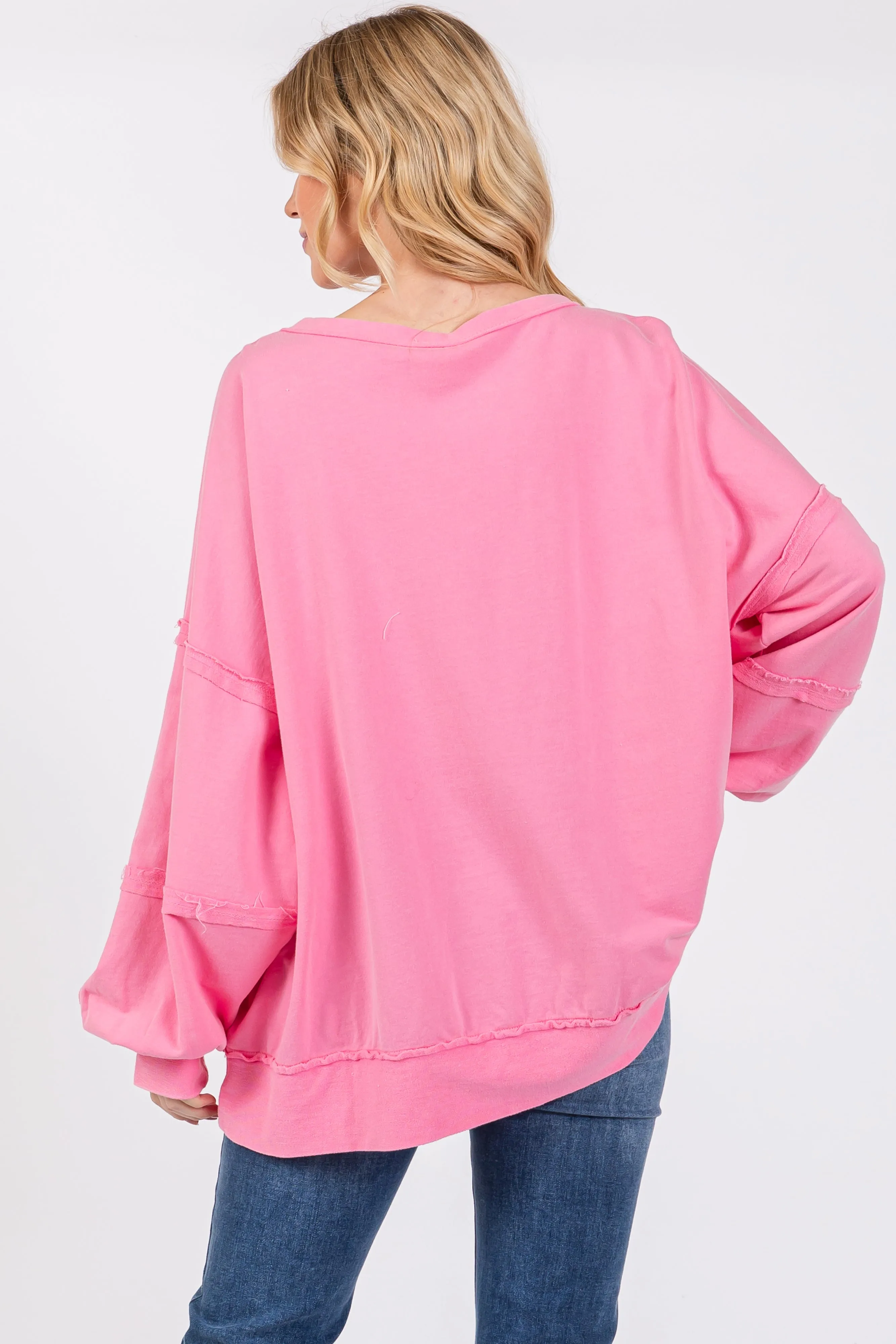 Pink Raw Hem Detail Pullover Top sold by Pinkblush product image thumbnail 4