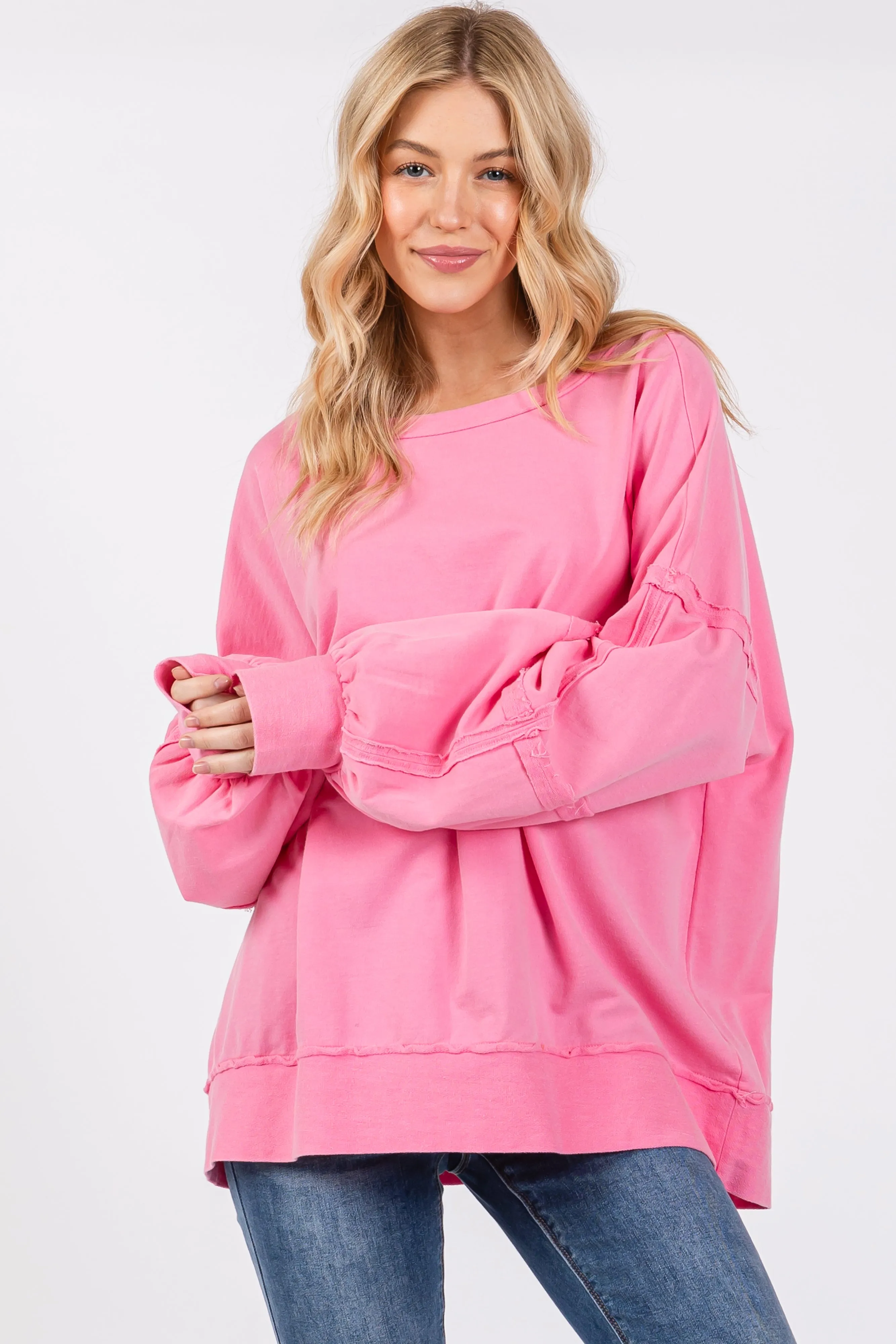 Pink Raw Hem Detail Pullover Top sold by Pinkblush product image thumbnail 2