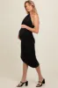 Black One Shoulder Asymmetric Maternity Dress sold by Pinkblush