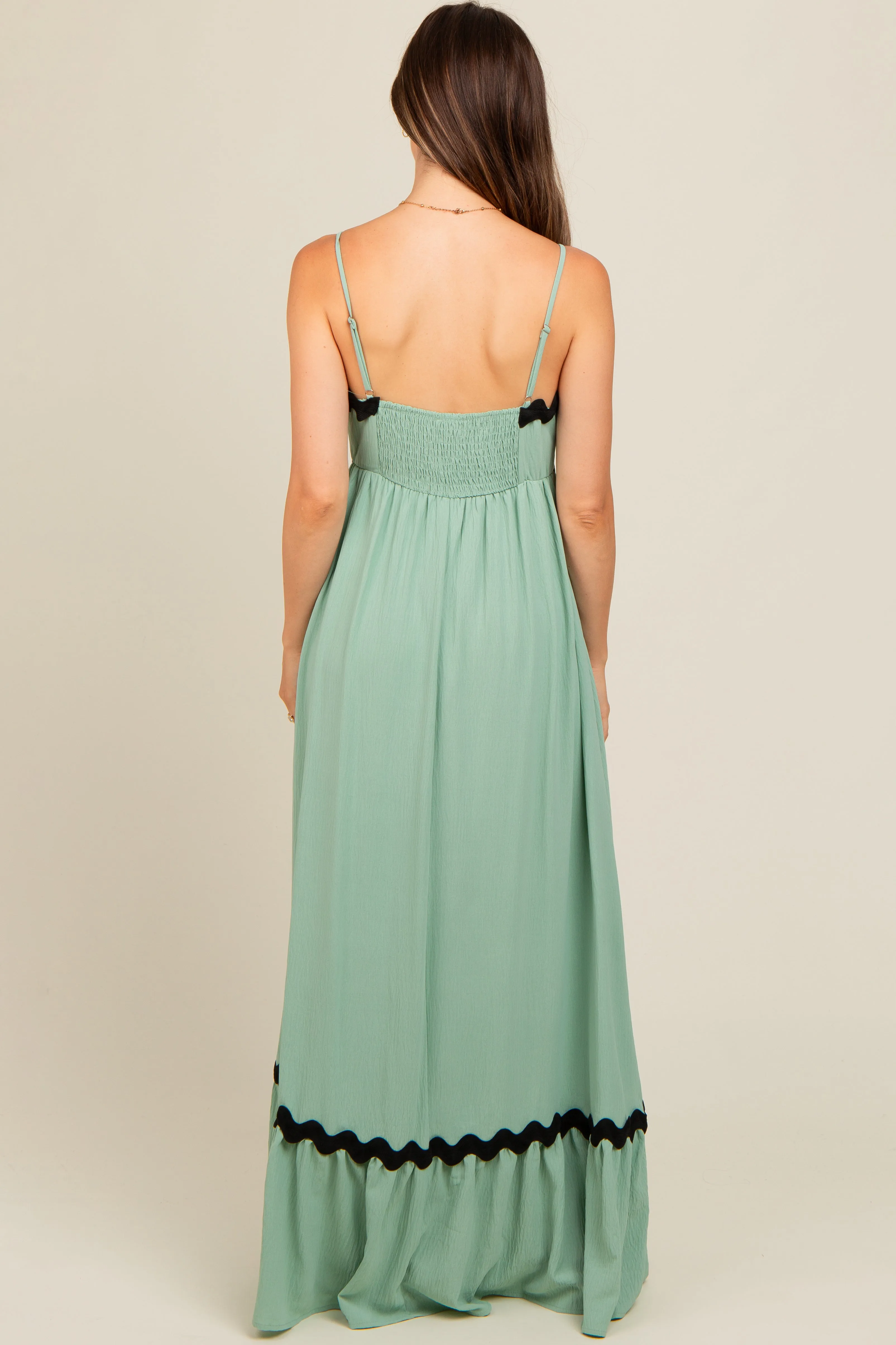 Sage Sleeveless ZigZag Accent Maternity Maxi Dress sold by Pinkblush product image thumbnail 4