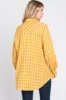 Yellow Mixed Plaid Fringe Button Down Top sold by Pinkblush