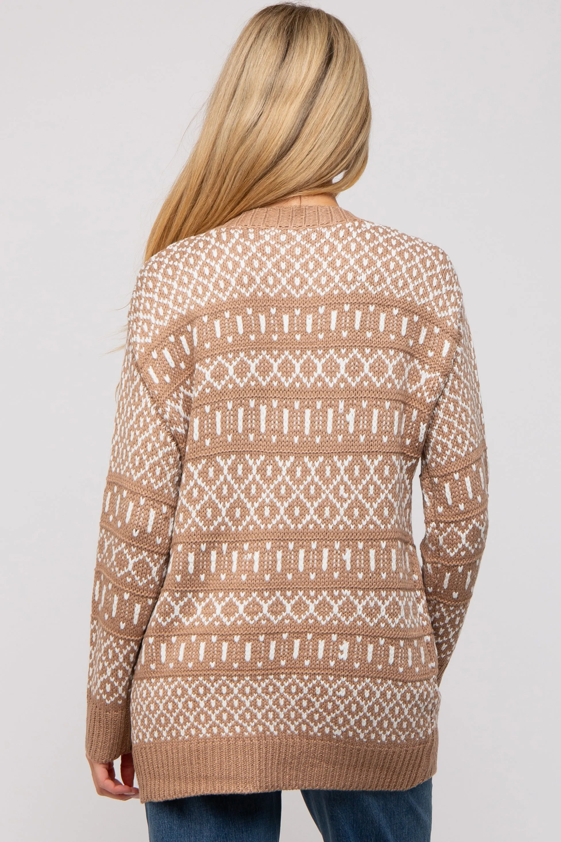 Beige Pattern Knit Maternity Cardigan sold by Pinkblush product image thumbnail 4