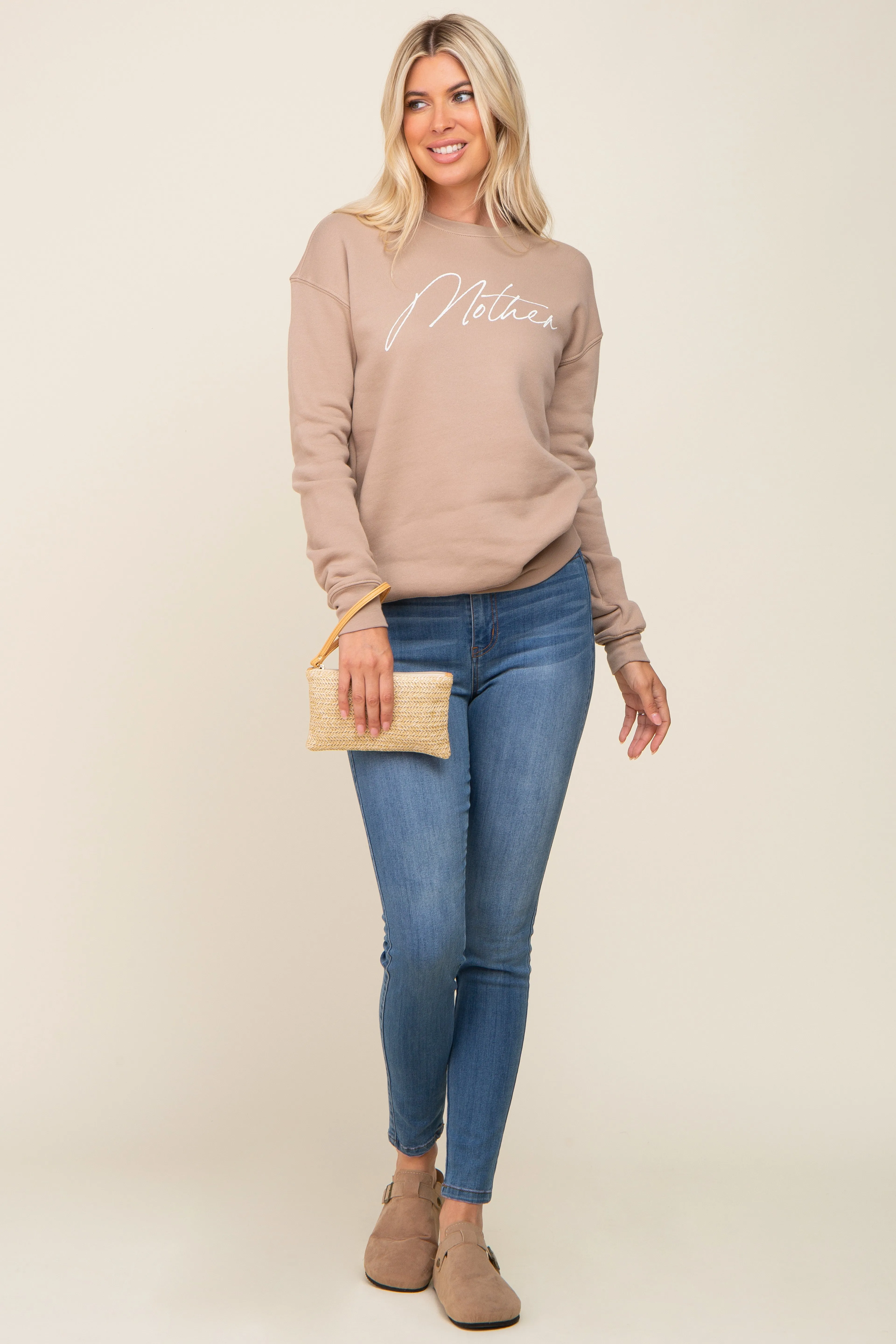 Beige Ultra Soft Mother Sweatshirt sold by Pinkblush product image thumbnail 4