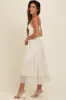 Cream Polka Dot Pleated Mesh Overlay Maxi Dress sold by Pinkblush