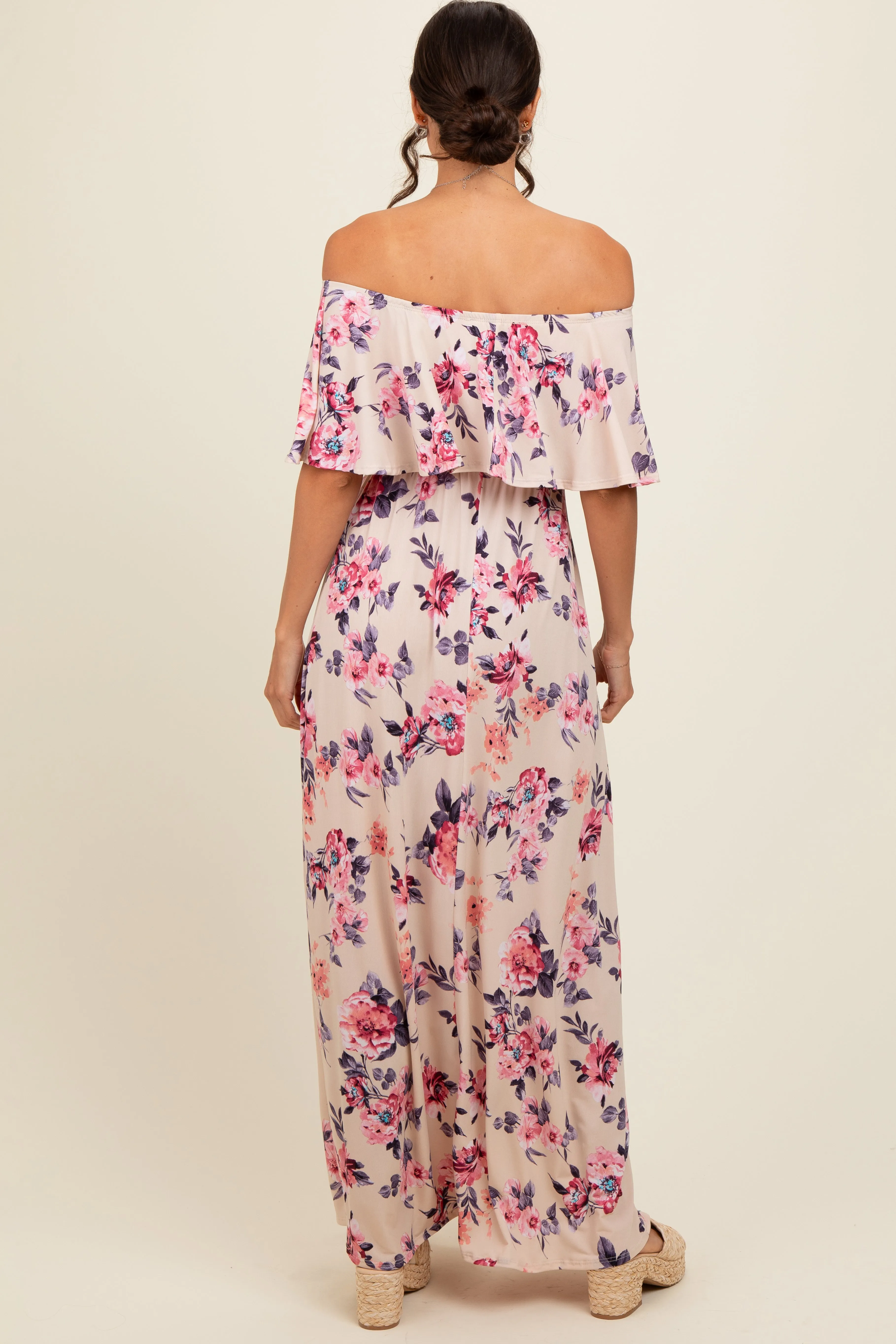 Ivory Floral Off Shoulder Maxi Dress sold by Pinkblush product image thumbnail 3
