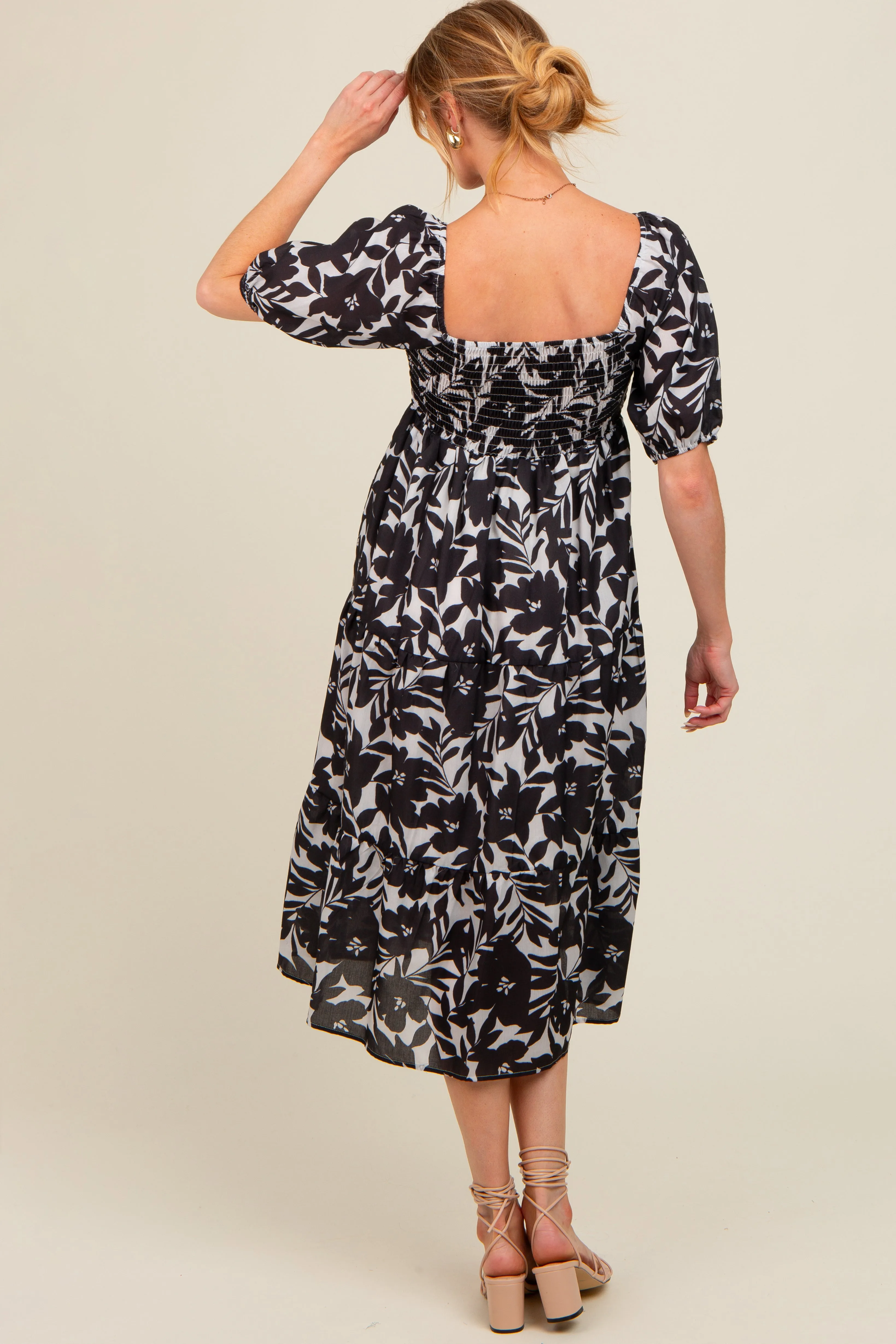 Black Printed Maternity Midi Dress sold by Pinkblush product image thumbnail 3