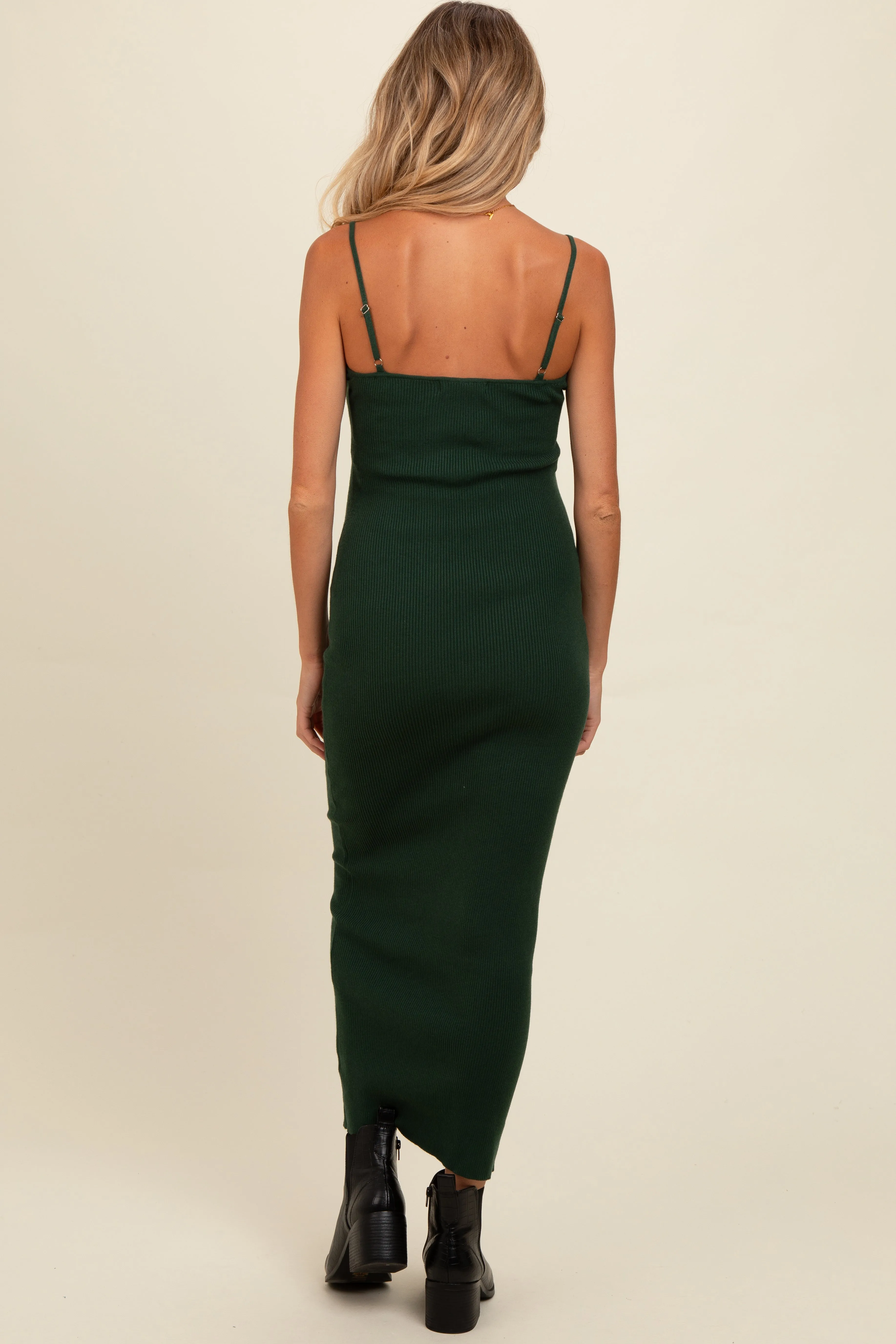 Forest Green Knit Front Tie Detail Maternity Maxi Dress sold by Pinkblush product image thumbnail 2