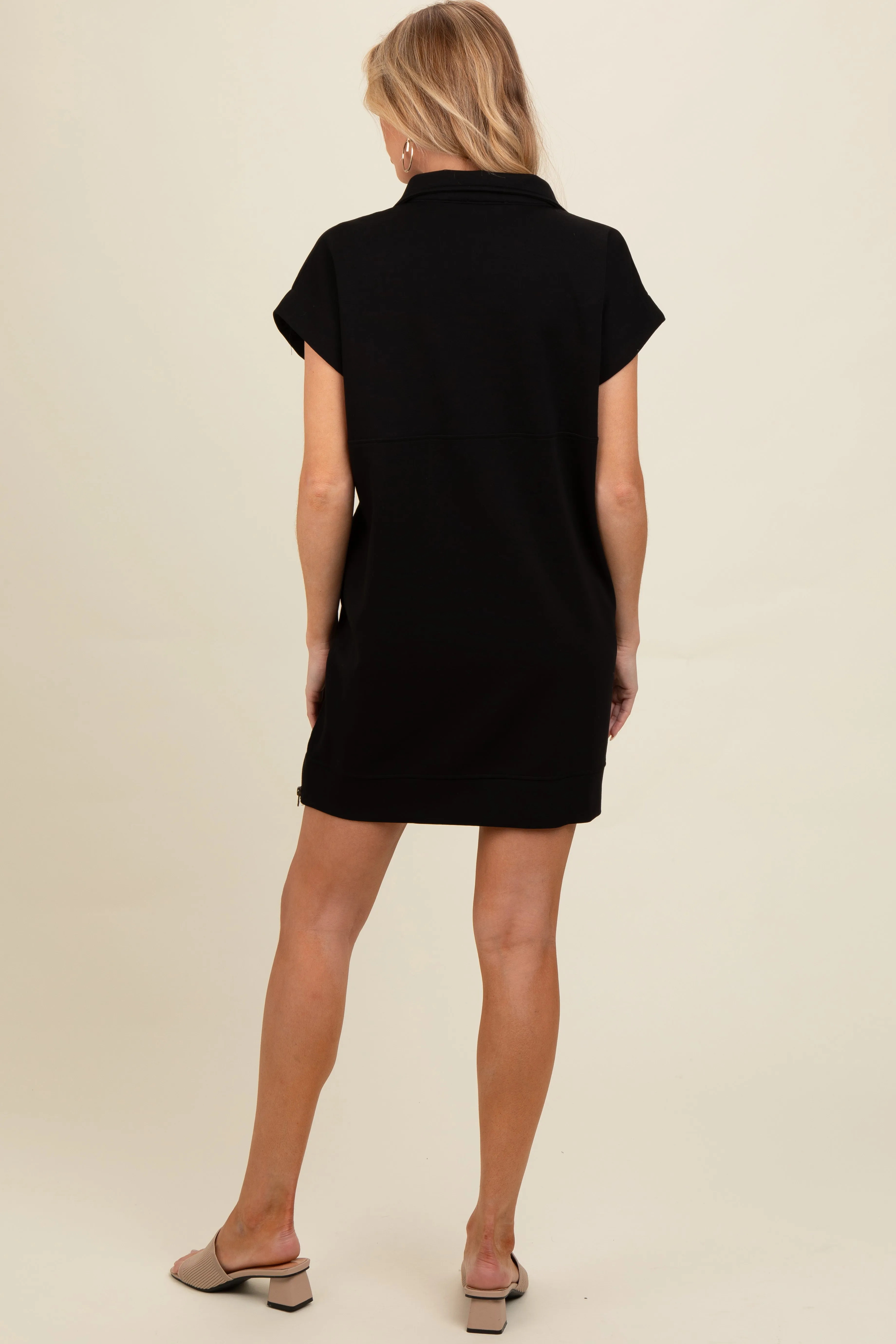 Black Knit Half Zip Maternity Mini Dress sold by Pinkblush product image thumbnail 3
