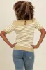 Light Olive Striped Short Sleeve Knit Top sold by Pinkblush