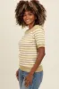 Light Olive Striped Short Sleeve Knit Top sold by Pinkblush