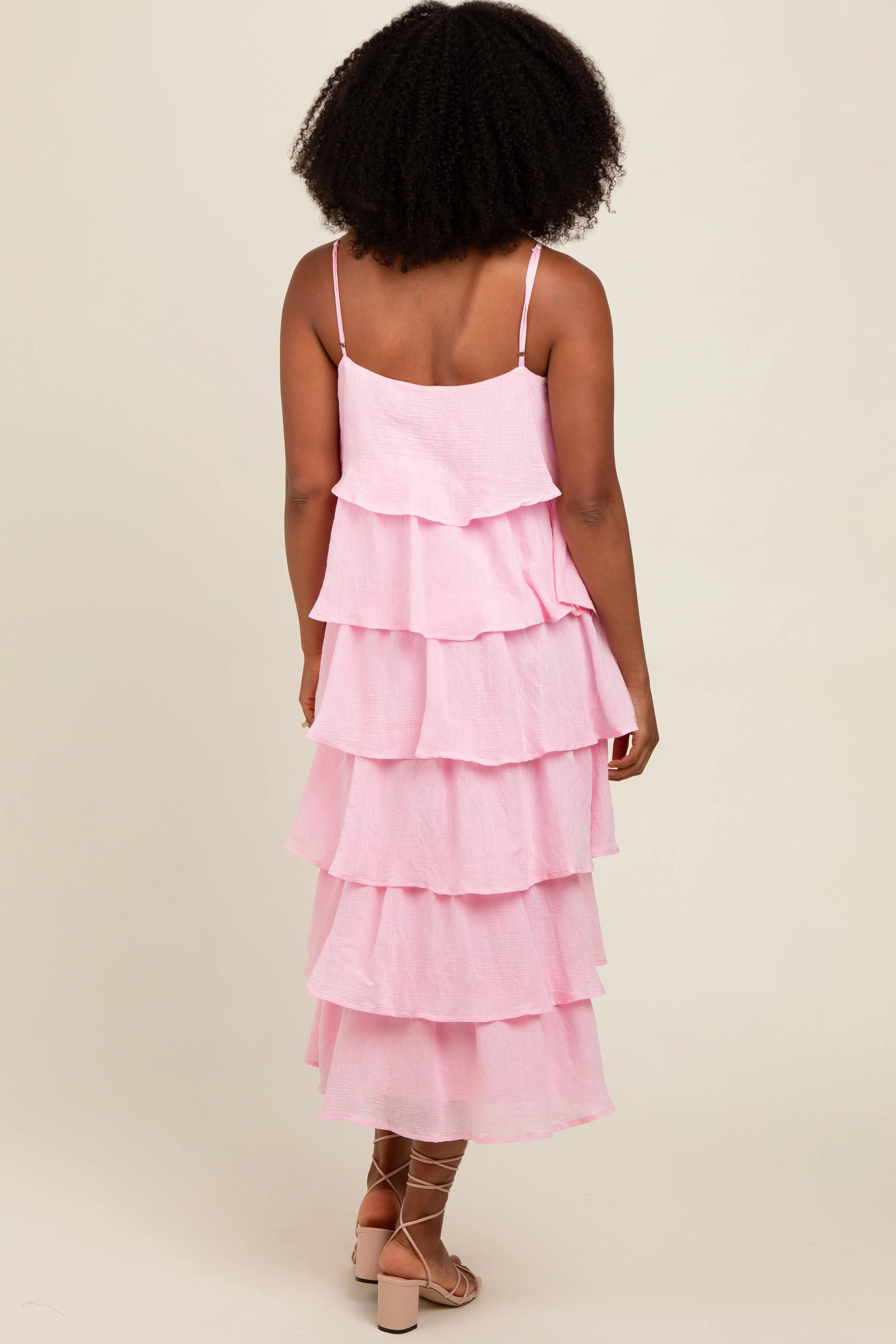 Light Pink Tiered Midi Dress sold by Pinkblush product image thumbnail 5