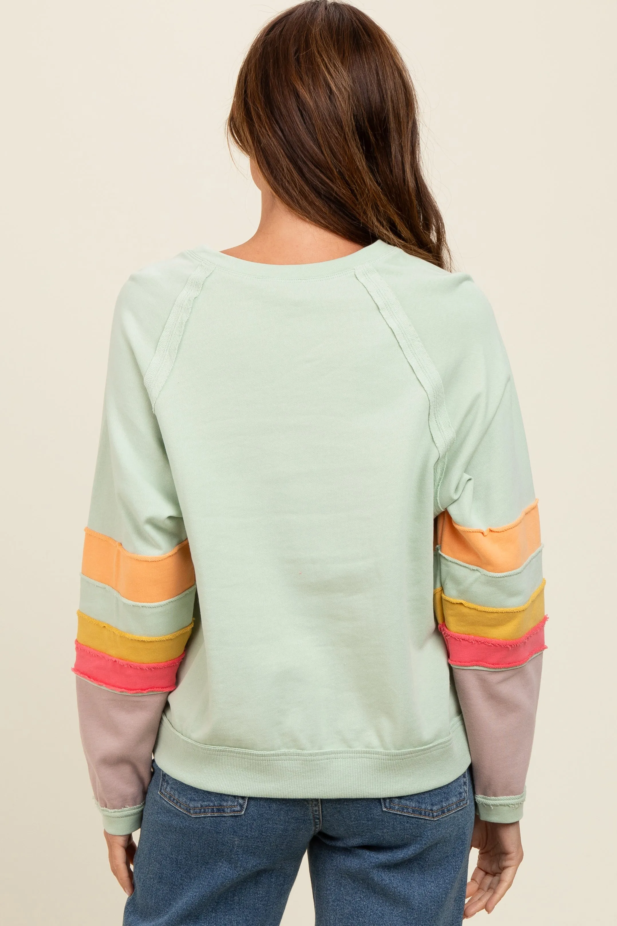 Light Olive Coloblock Sleeve Pullover sold by Pinkblush product image thumbnail 4