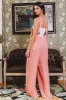 Coral Wide Leg Solid Knit Jumpsuit sold by Pinkblush