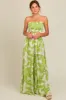 Lime Tropical Print Cutout Smocked Maternity Jumpsuit sold by Pinkblush