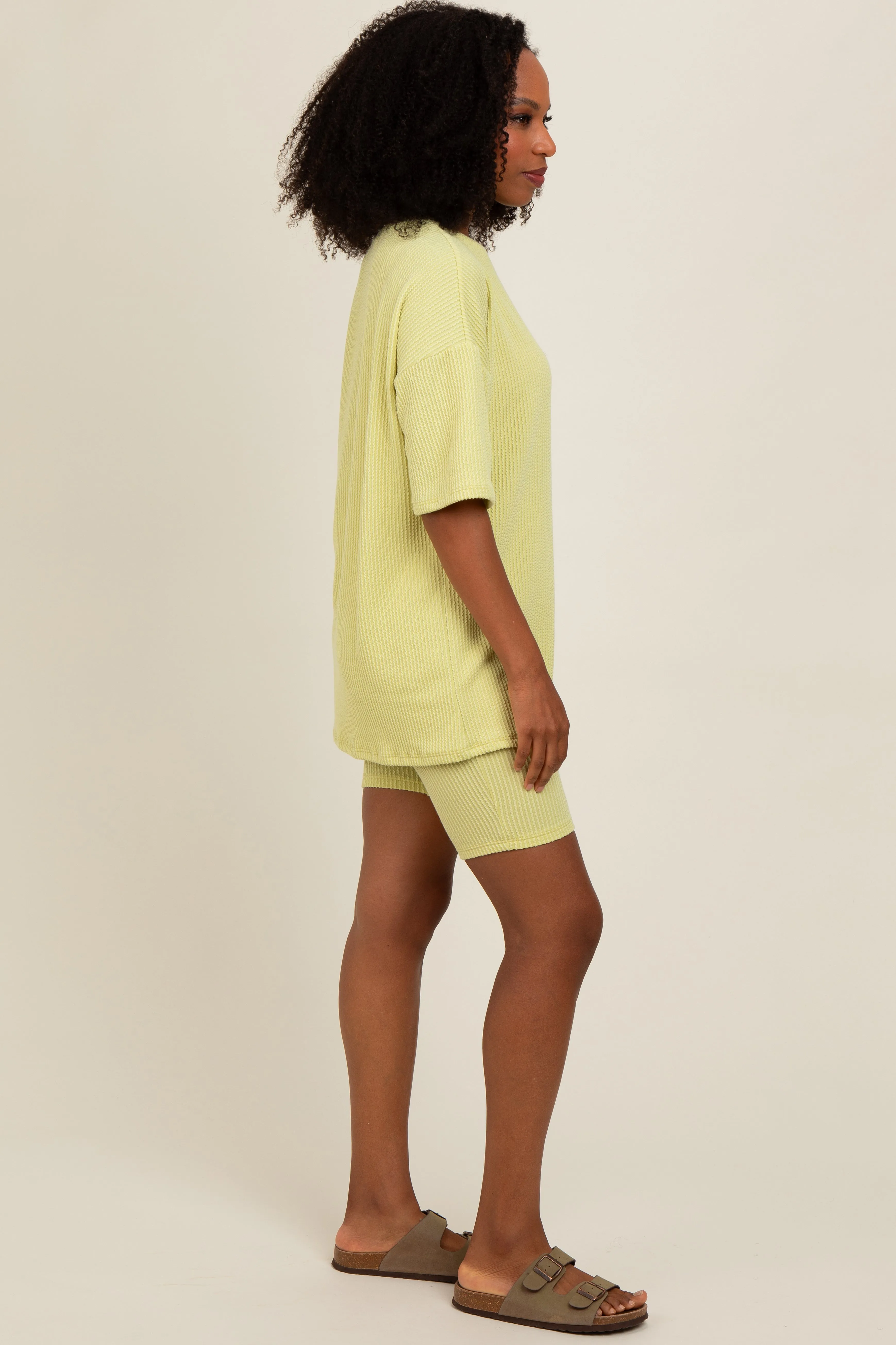 Lime Ribbed Biker Shorts Set sold by Pinkblush product image thumbnail 3