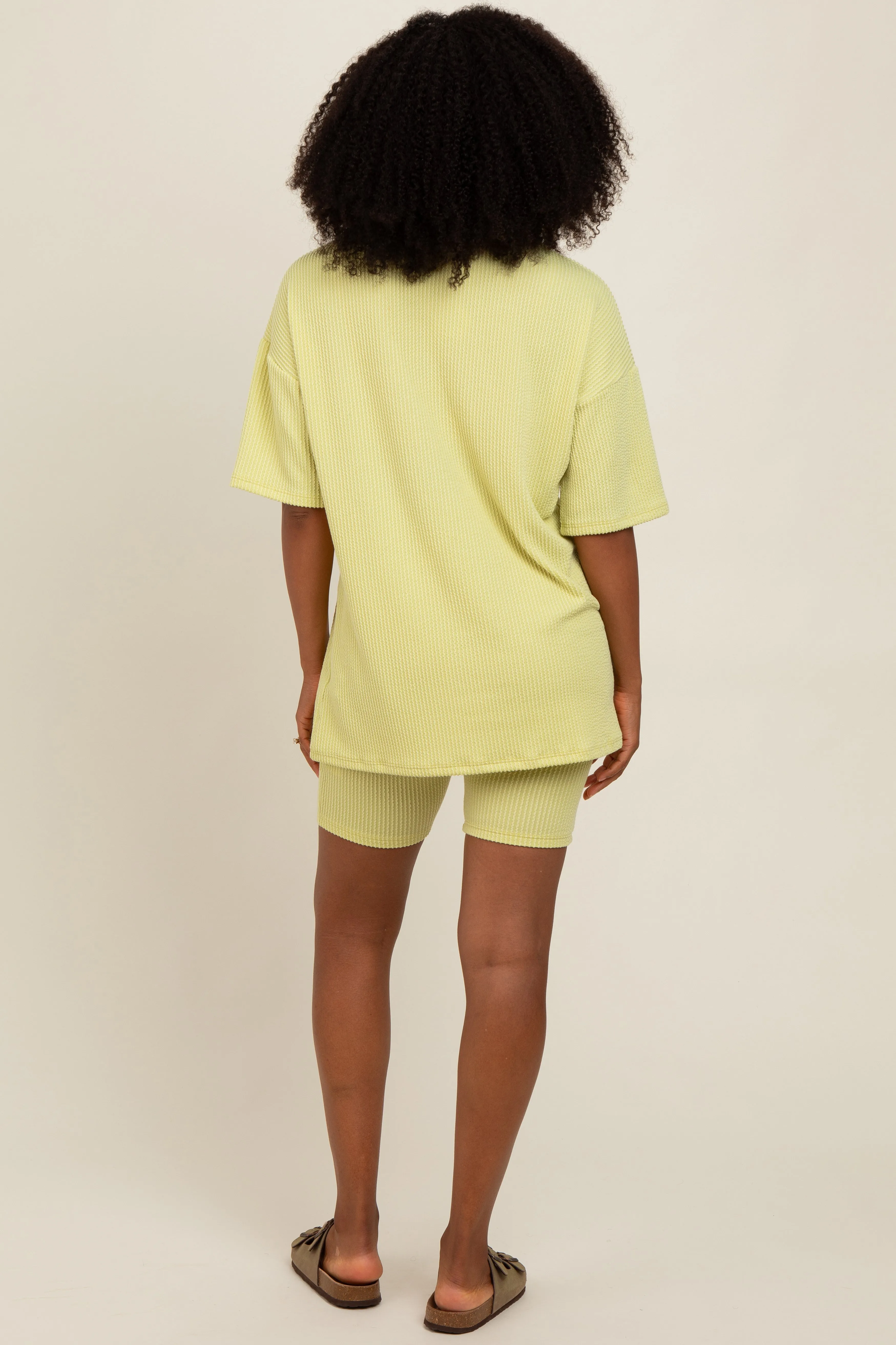 Lime Ribbed Biker Shorts Set sold by Pinkblush product image thumbnail 4