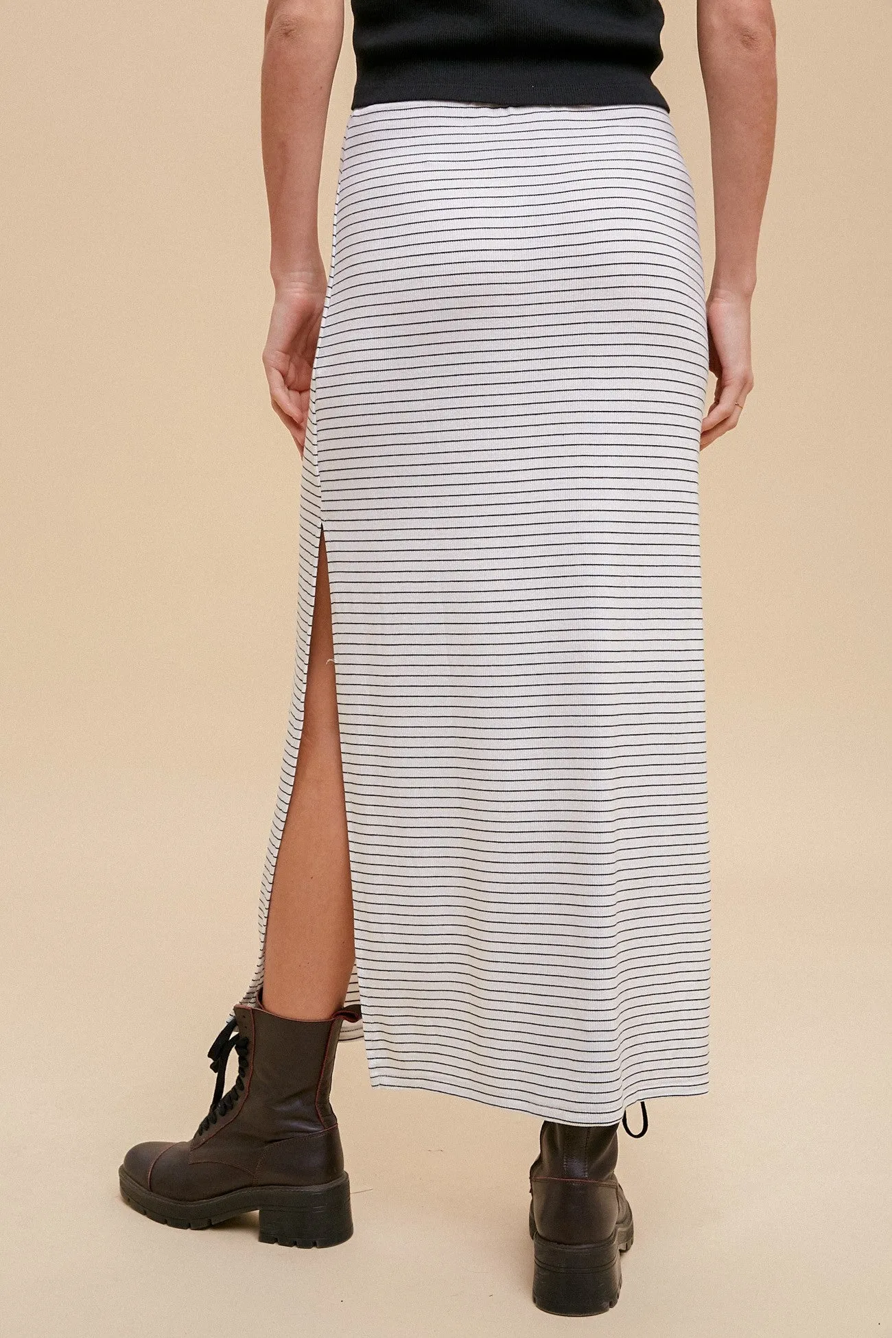 White Striped Side Slit Maxi Skirt sold by Pinkblush product image thumbnail 4