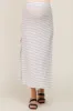 White Striped Side Slit Maternity Maxi Skirt sold by Pinkblush