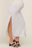 White Striped Side Slit Maternity Maxi Skirt sold by Pinkblush