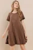 Mocha Solid T-shirt Maternity Mini Dress sold by Pinkblush