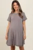 Mocha Solid T-shirt Maternity Mini Dress sold by Pinkblush