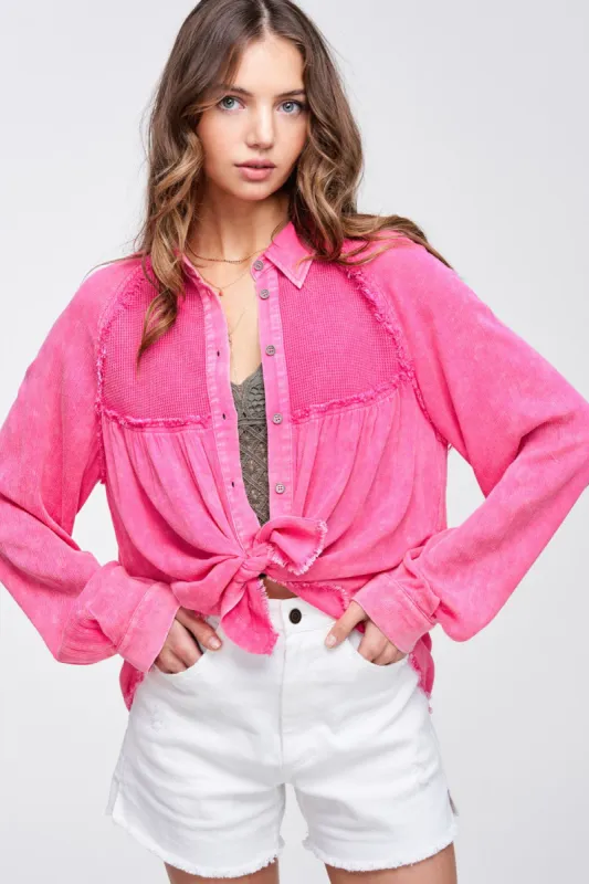 Pink Button Up Shirt sold by Pinkblush