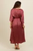 Mauve Satin Pleated V-Neck Maternity Maxi Dress sold by Pinkblush