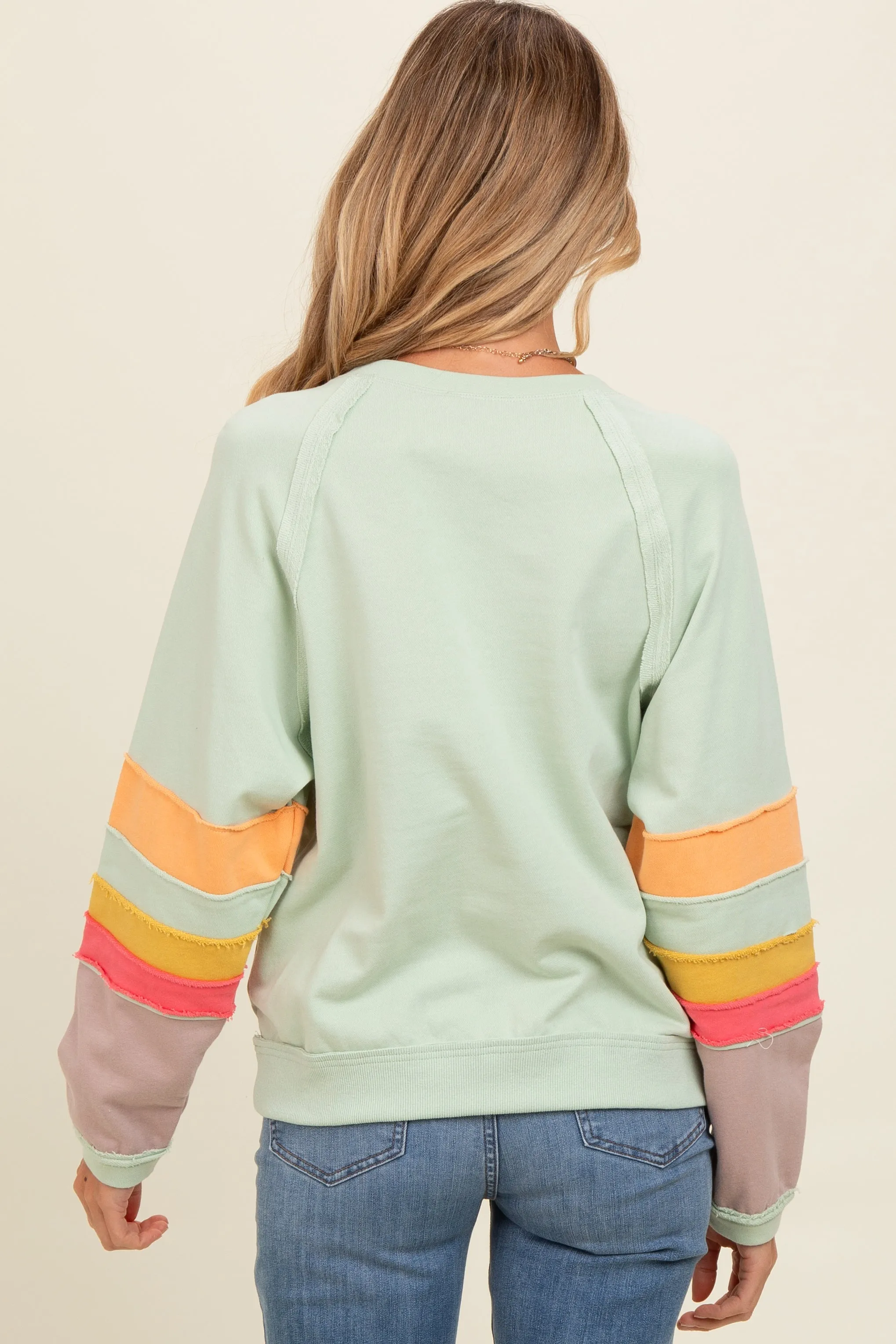 Light Olive Coloblock Sleeve Maternity Pullover sold by Pinkblush product image thumbnail 4