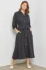 Black Button Down Maternity Midi Dress sold by Pinkblush