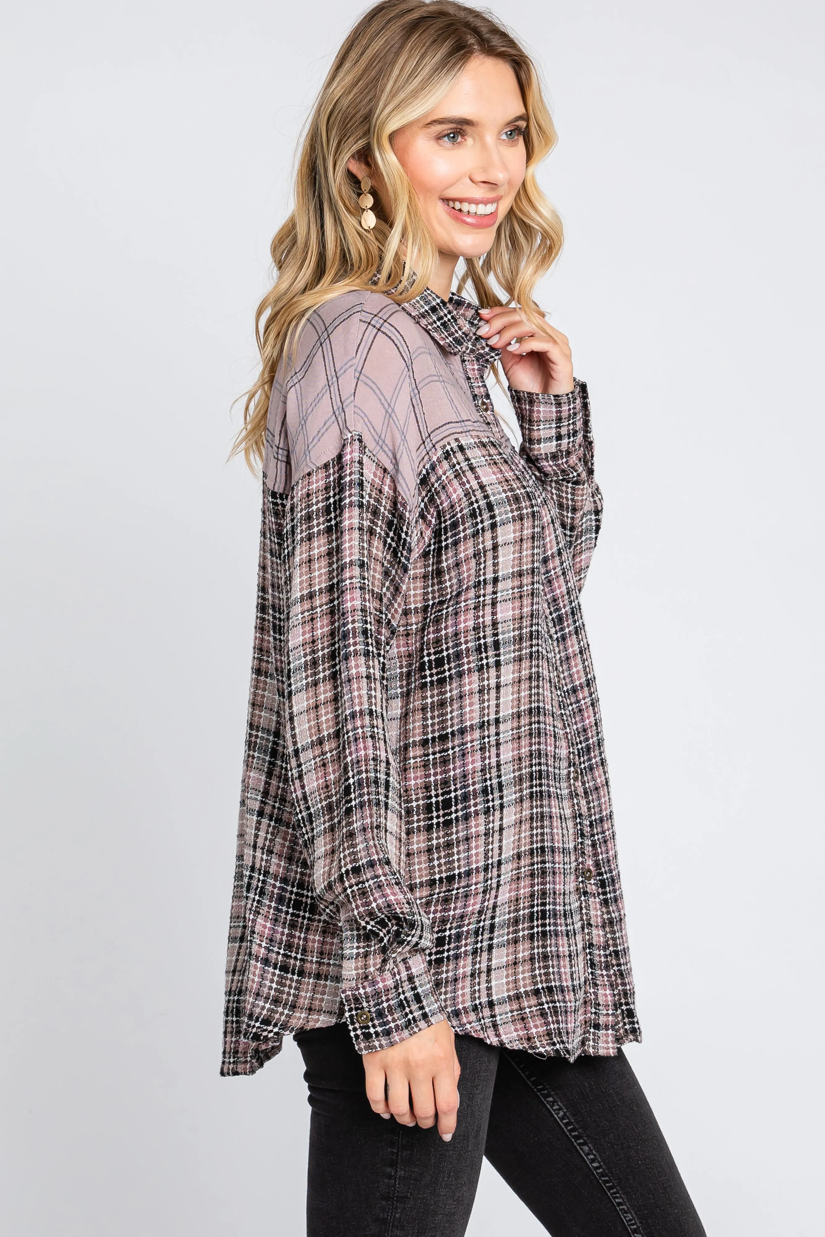 Lavender Mixed Plaid Top sold by Pinkblush product image thumbnail 2