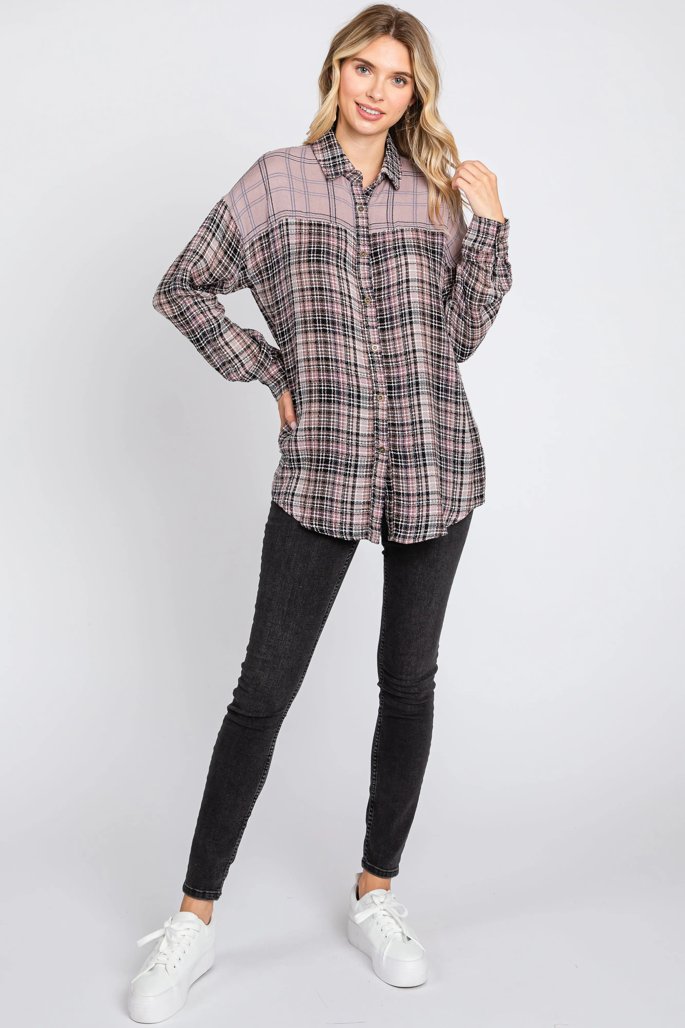 Lavender Mixed Plaid Top sold by Pinkblush product image thumbnail 4